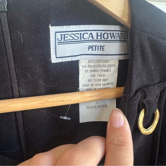 Vintage Black Faux Suede Sheath Dress with Gold Metal Hardware 90s Y2K - Picture 5 of 7